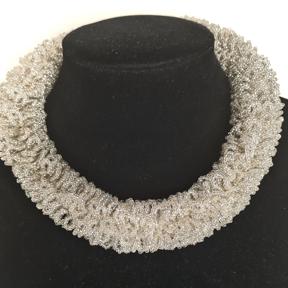 Adametu Jewellery collection 3 piece Sliver beaded necklace set